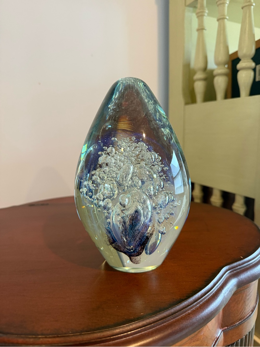 Stunning Signed Robert Eickholt Art Glass 2004 Paperweight 5.5" Egg Shaped